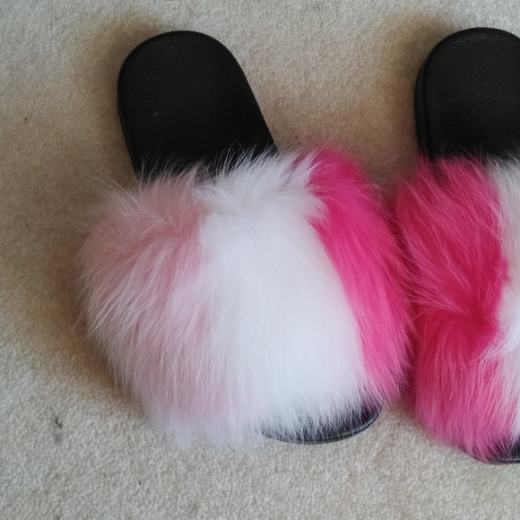 Fluffy Fur Slides Sz 8/8.5 - Picture 2 of 2